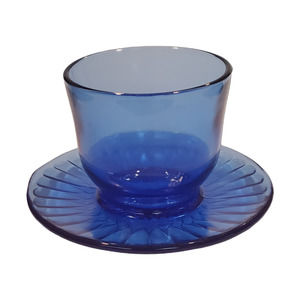 Vintage 30s Macbeth-Evans Petalware Blue Glass Condiment Cup with…